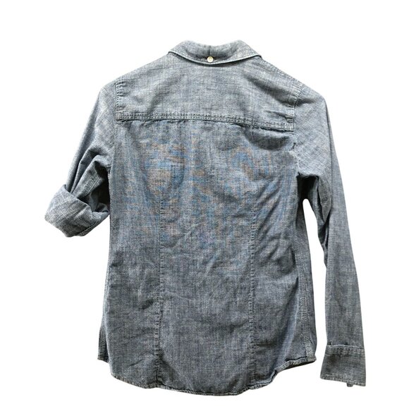J. Crew Perfect Shirt Womens XXS Blue Chambray Utility Cotton Roll Tab Sleeve - Picture 2 of 9